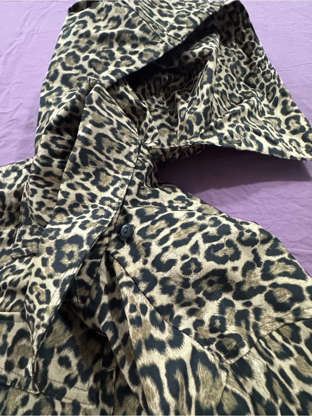 NWT Michael Kors Leopard Print Hooded Anorak Jacket, Size M
